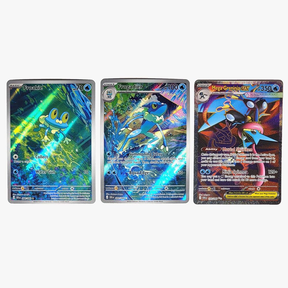 CRI Froakie IR, Frogadier IR, Mega Greninja ex - NM Evolution 3 Card Set